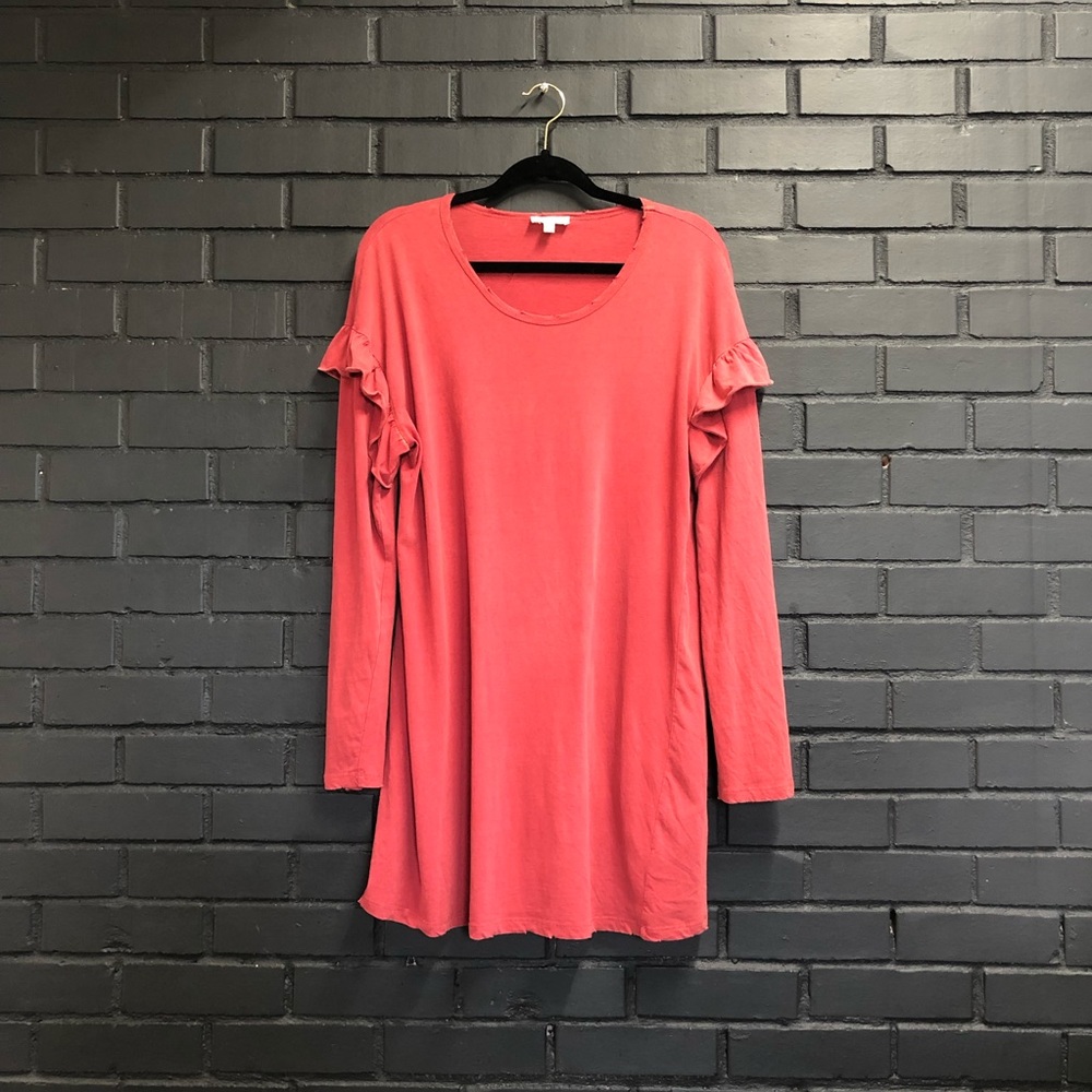Good Condition Faded Red/Pink Long Ruffle Sleeve